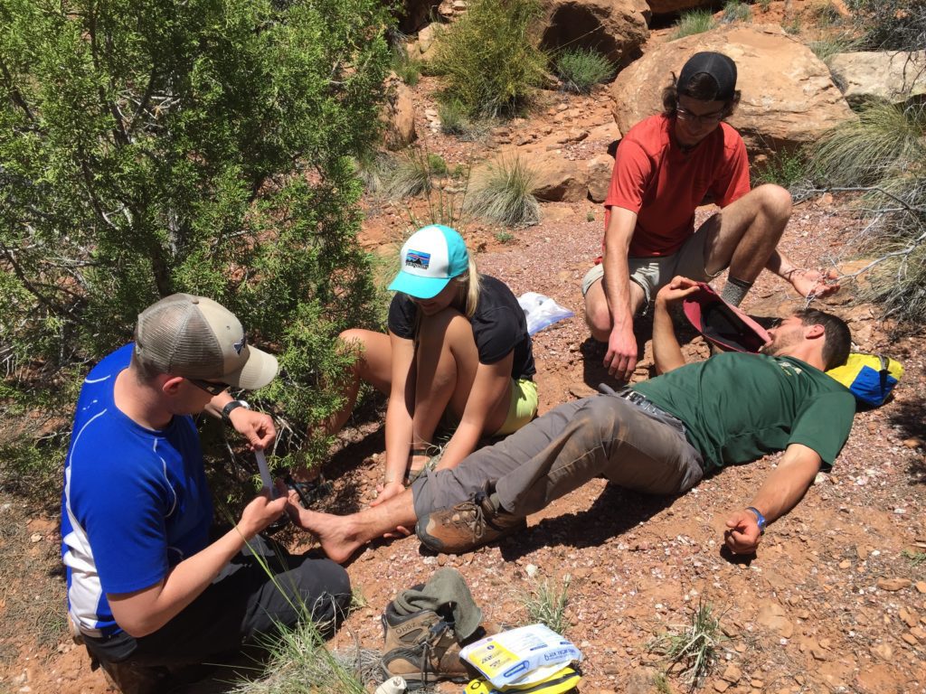 Bondi Outdoor Leadership Course students practicing wilderness medicine
